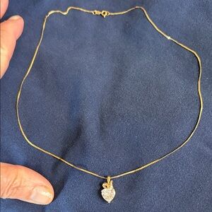 Elegant 14kt Gold Diamonique Heart Pendant Necklace